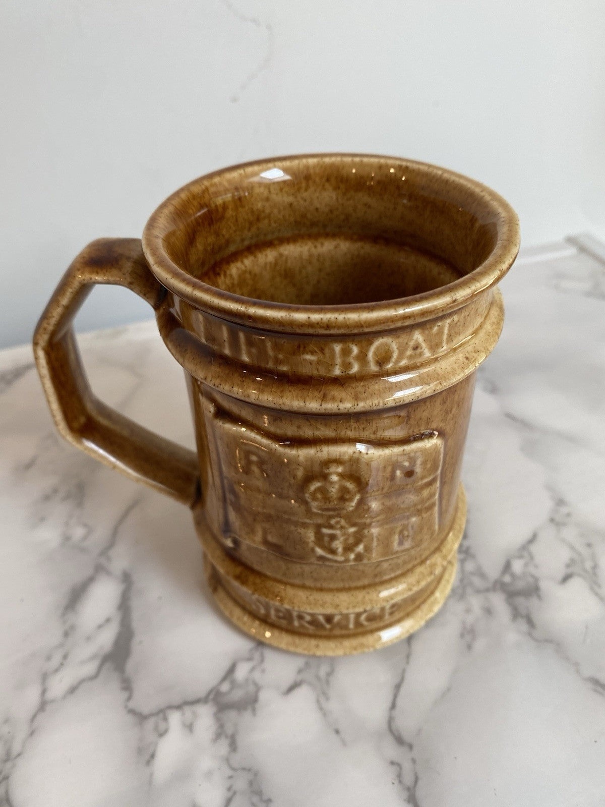 Holkham Pottery Commemorative Half Pint Tankard Mug RNLI Inshore Lifeboat Vtg