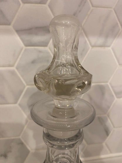 Rare Antique Pair Decanters C 1840 19th Cen Crystal Cut Glass Mallet Christmas