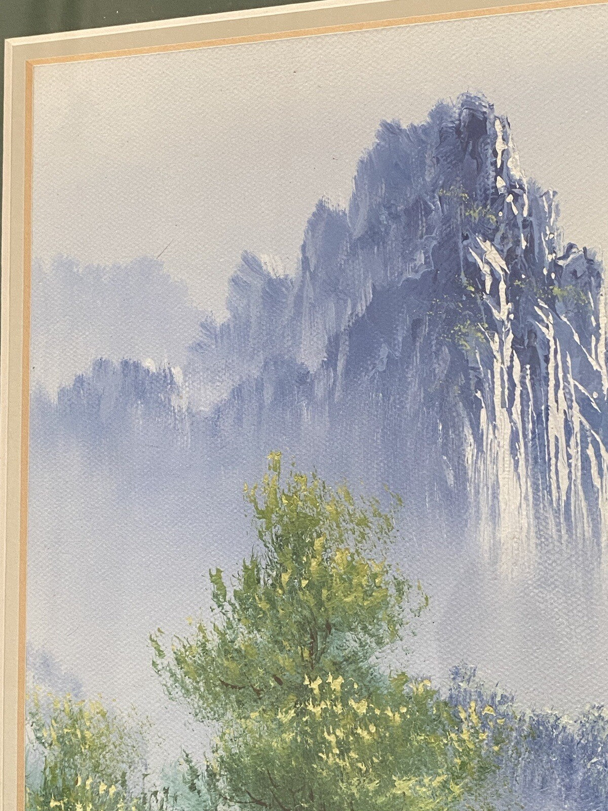 Vintage Chinese Landscape Oil Painting Huangshan Mountains 20th Century Asian