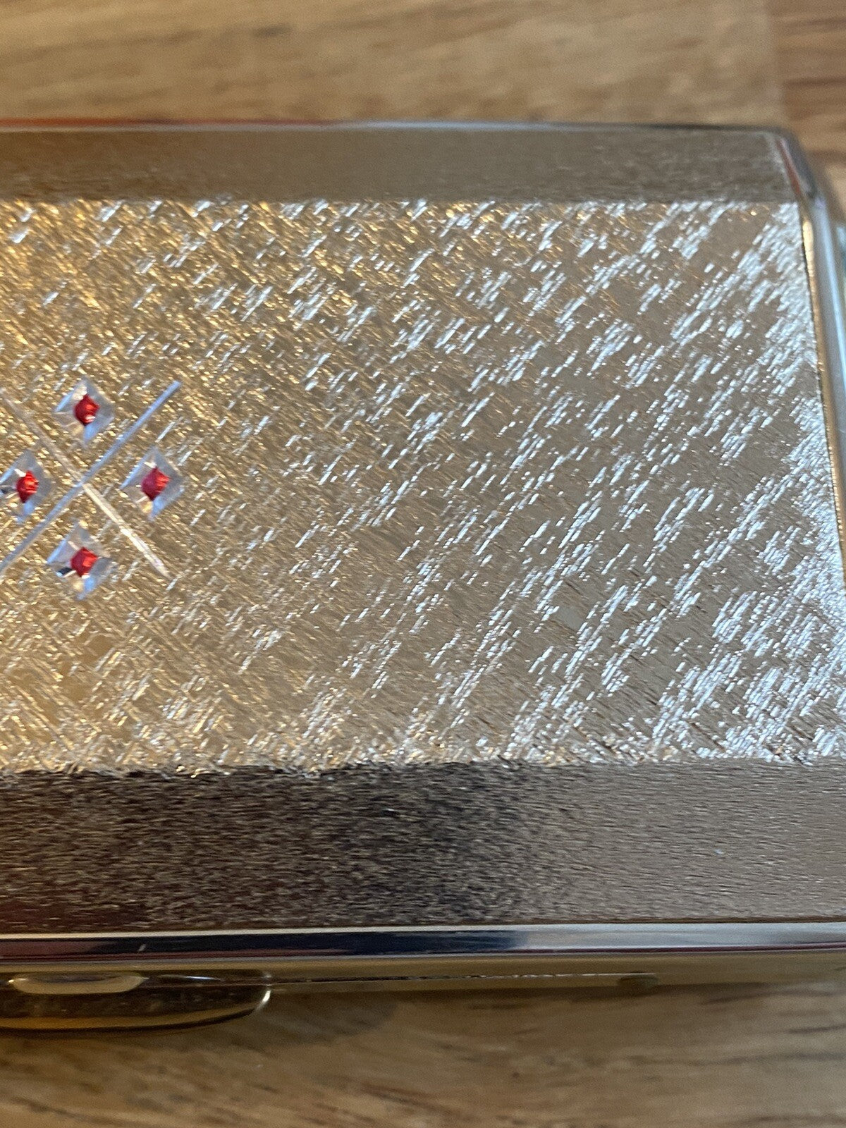 Stunning Rare Vintage Colibri Cigarette Vanity Case With Ruby Red Diamond Design