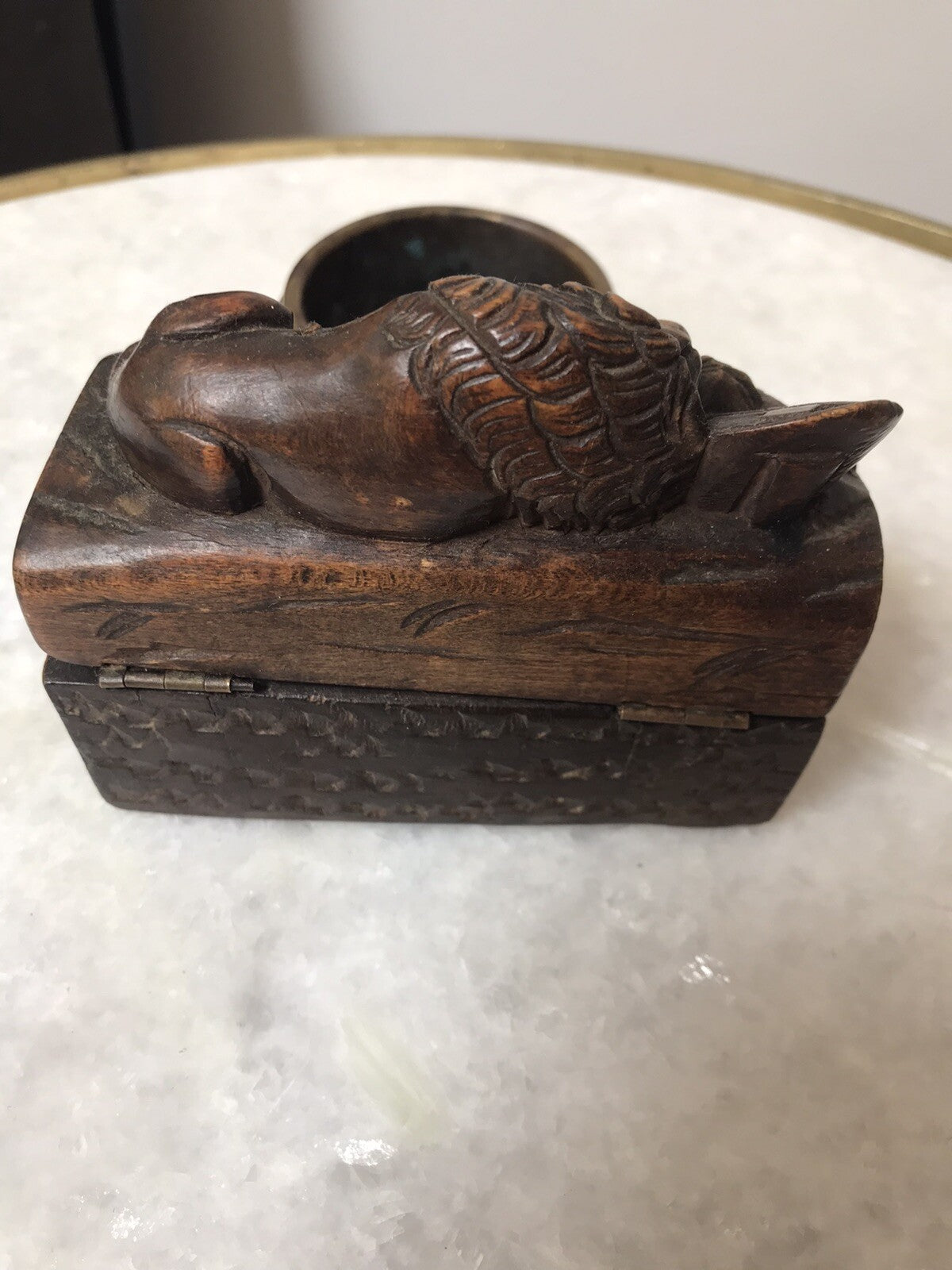 Antique Lucerne Lion 19th Century Black Forest  Box Swiss Stamp Box Desk Tidy