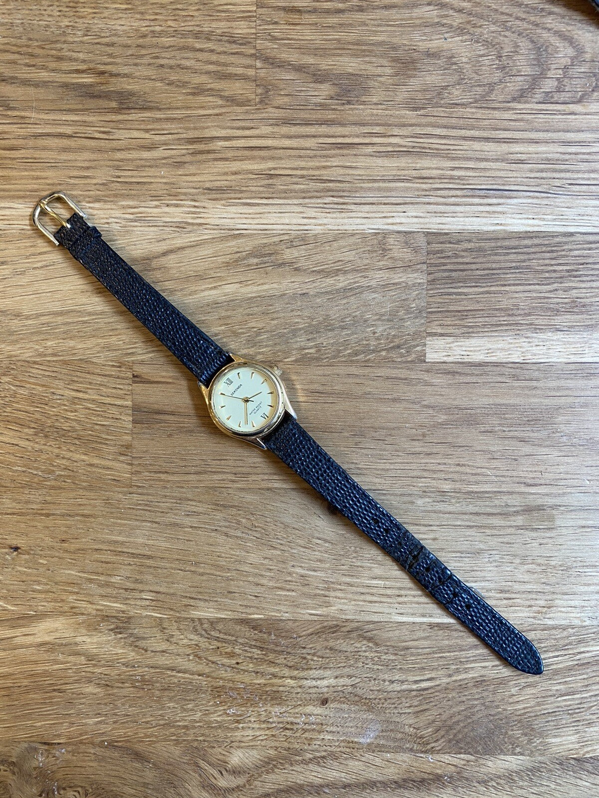 Vintage Sekonda Watch Water Resist Quartz 04270 Leather Strap Water Resistant