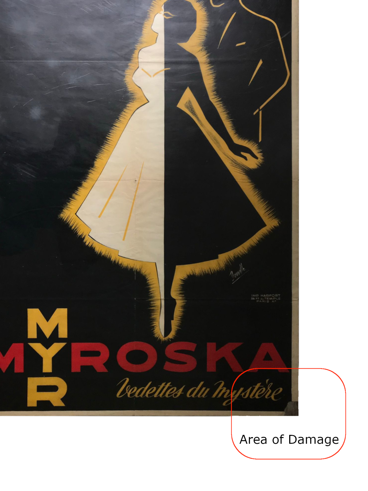 Rare Original French Art Deco Poster Myr & Myrosca Stars of the Mystery Magic
