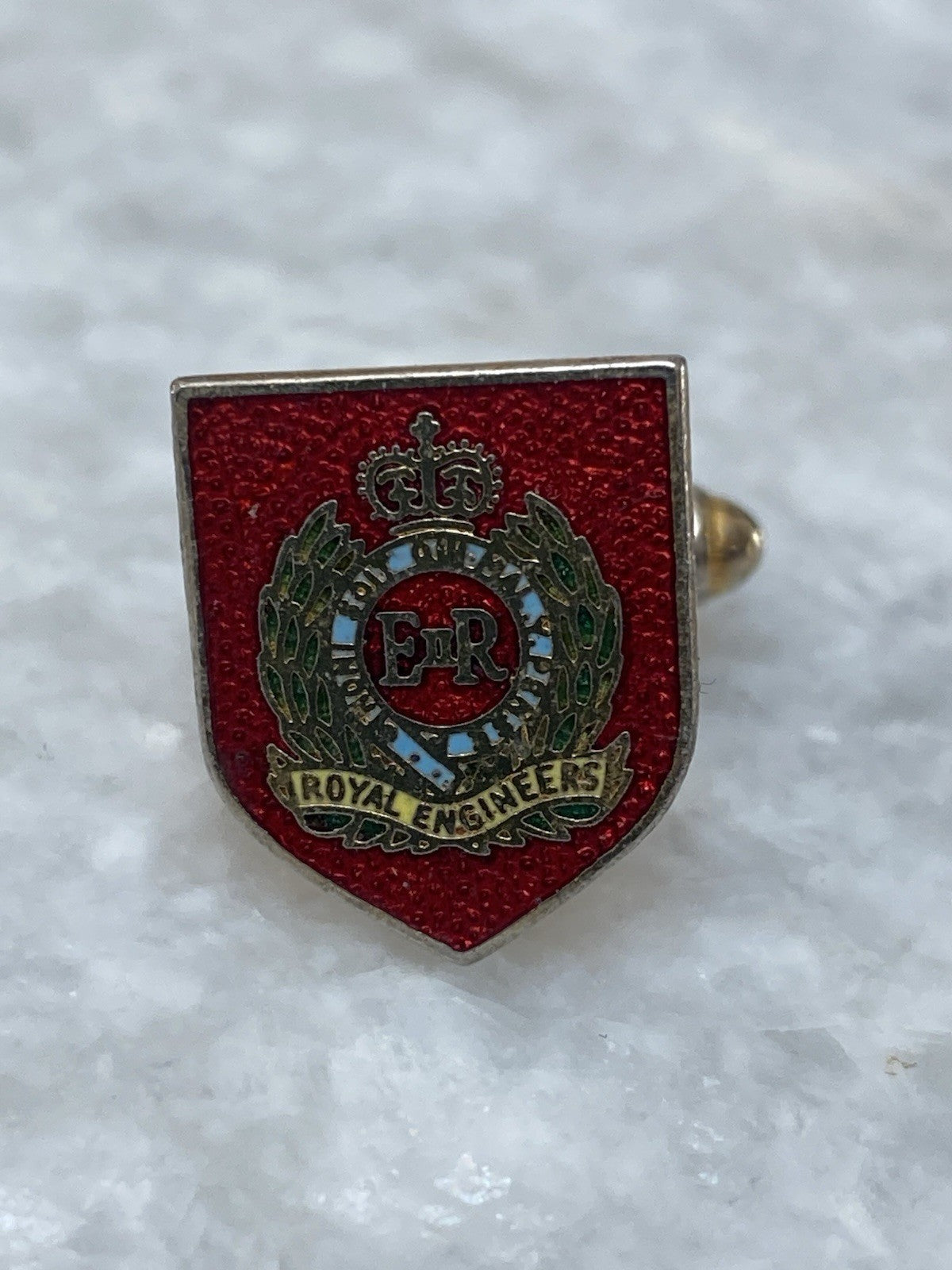 Vintage Pair Of Gold Plated Enamel Royal Engineers Military Regiment Cufflinks