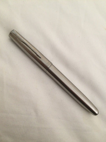 Vintage Parker Frontier Ball Point Pen Silver Chrome