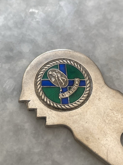 Solid Silver St Andrews Golf Scottish Enamel Pitch Mark Repair Course Hallmarks