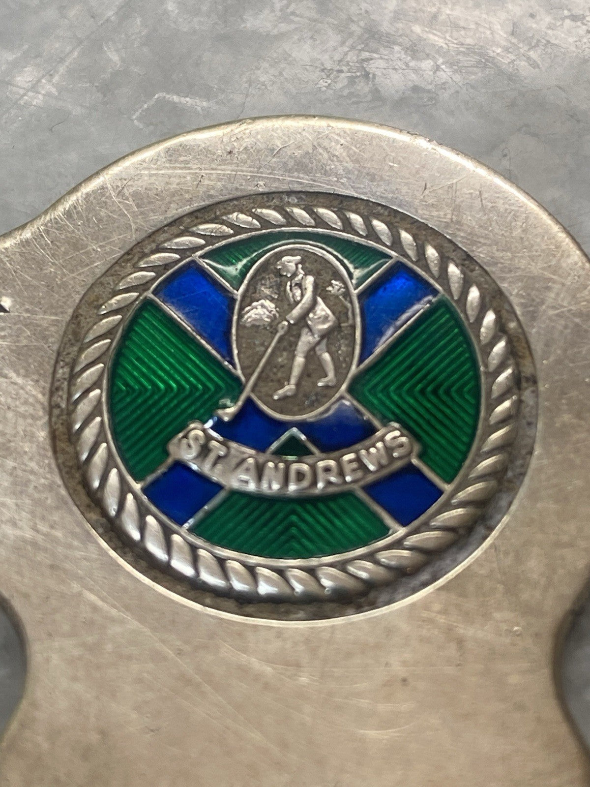 Solid Silver St Andrews Golf Scottish Enamel Pitch Mark Repair Course Hallmarks