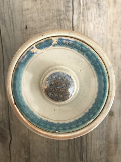Vintage 19th Century Victorian Floral Small Pot With Lid