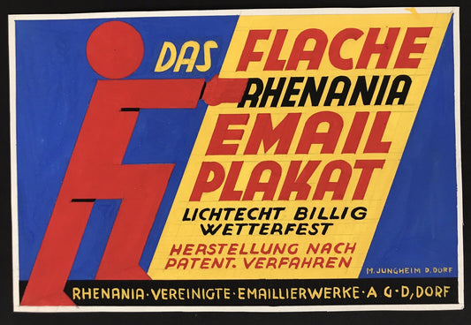 Original Vintage Hand Painted Poster Maquette Design Jungheim Art Deco German