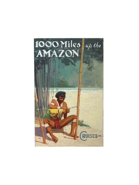 Original Vintage Hand-Painted Travel Poster Sketch "1000 Miles up the Amazon” 
