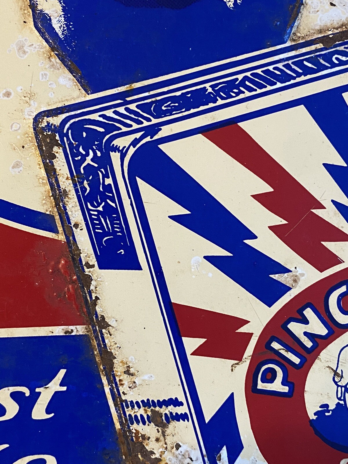 Original Vintage Antique Pinch Hit Chewing Tobacco Baseball Tin Sign Not Enamel