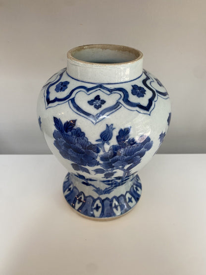 Chinese Antique Qing Dynasty Blue White Porcelain Vase Asian Ceramic Baluster