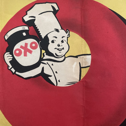 Original Rare Antique Vtg OXO Cube Advertising Poster Art Deco Sign Cookery Retr
