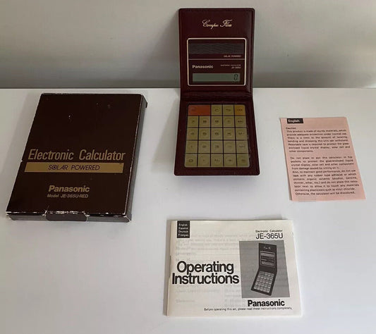 Vintage Panasonic  Calculator JE-365U-RED Compu Flex Solar Powered Japan
