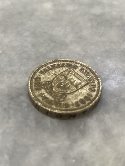 Rare Vintage 1987 Falkland Islands £1 One Pound Coin War Queen Elizabeth Money