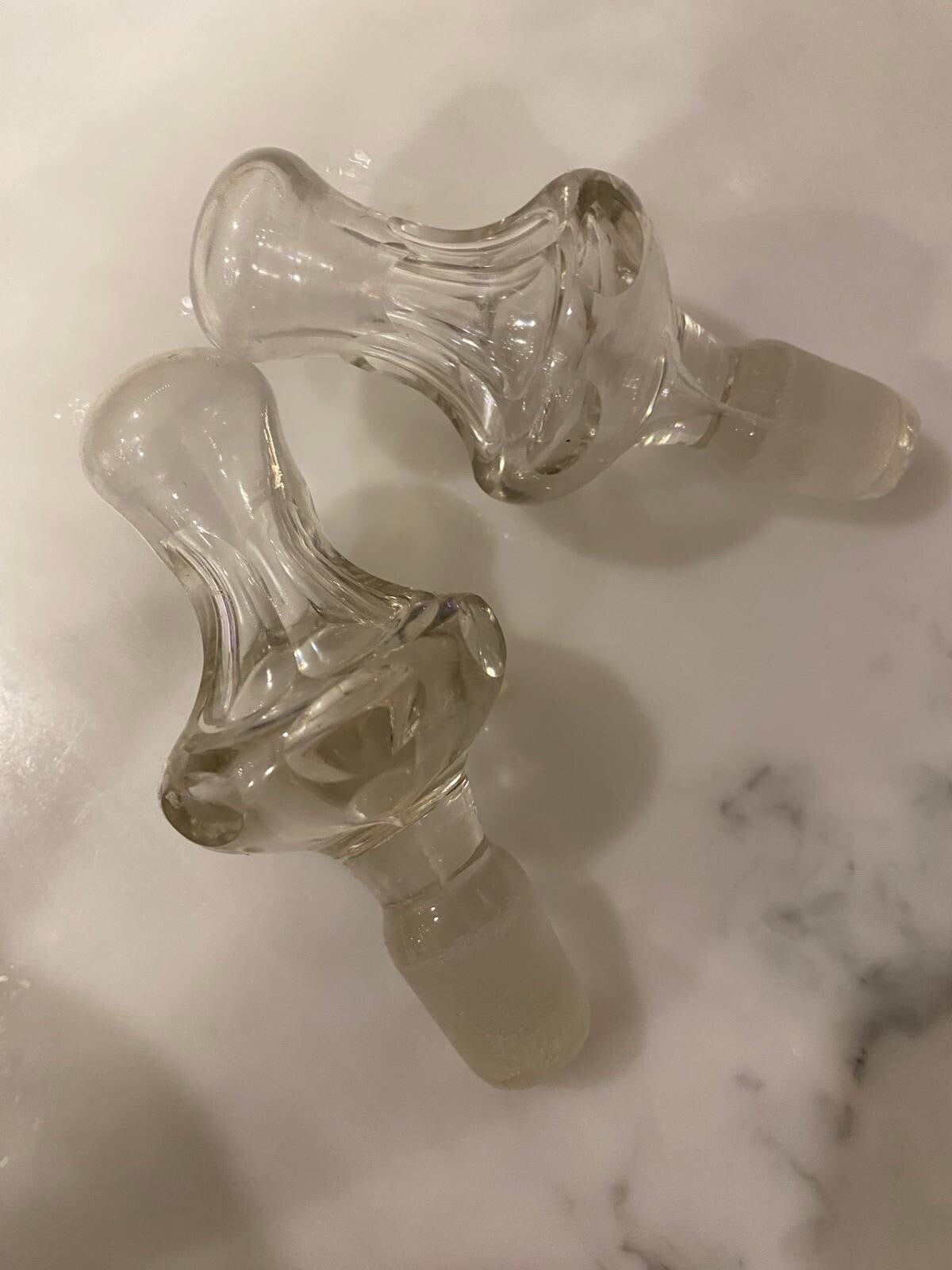 Rare Antique Pair Decanters C 1840 19th Cen Crystal Cut Glass Mallet Christmas