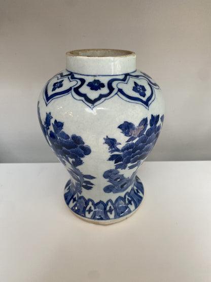 Chinese Antique Qing Dynasty Blue White Porcelain Vase Asian Ceramic Baluster
