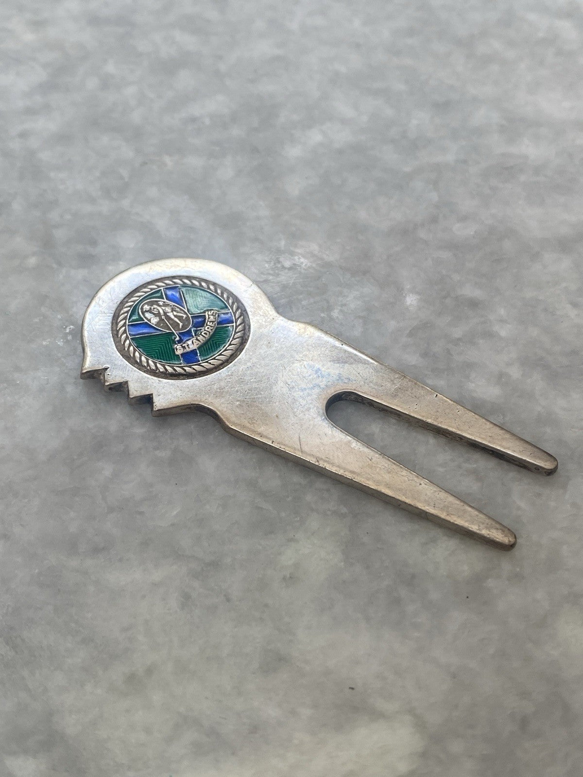 Solid Silver St Andrews Golf Scottish Enamel Pitch Mark Repair Course Hallmarks