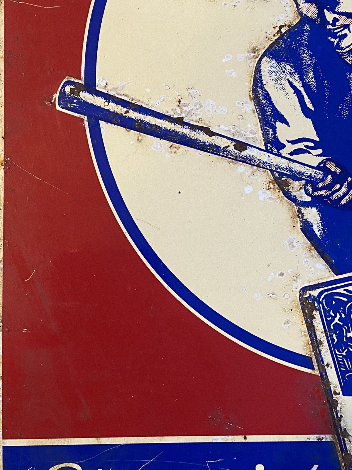 Original Vintage Antique Pinch Hit Chewing Tobacco Baseball Tin Sign Not Enamel