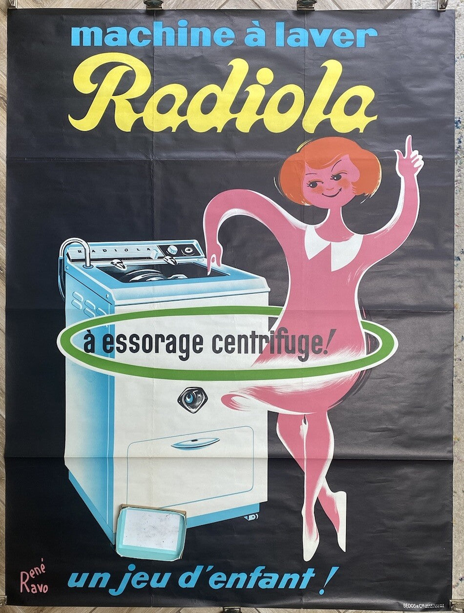 Orig Vintage Radiola French MidCentury Rene Ravo Advertising Affiche Plakat