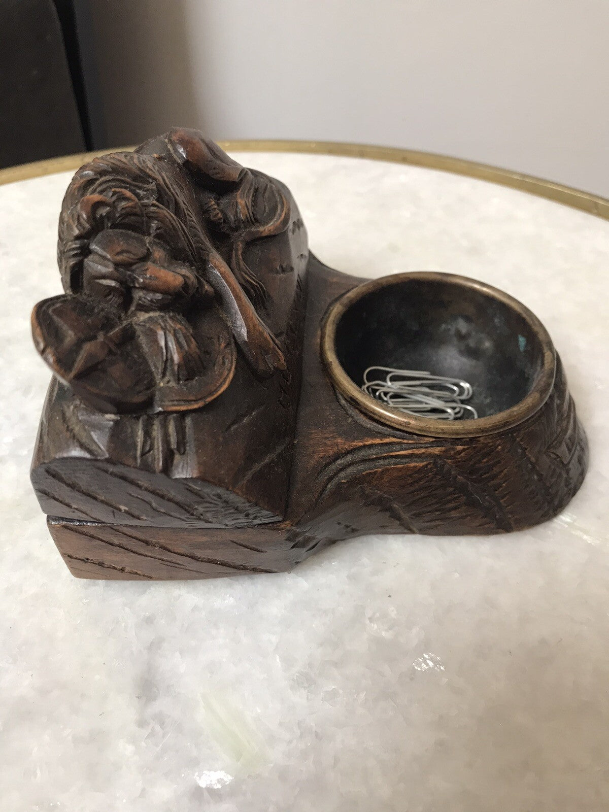 Antique Lucerne Lion 19th Century Black Forest  Box Swiss Stamp Box Desk Tidy