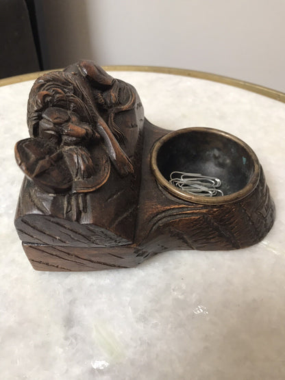 Antique Lucerne Lion 19th Century Black Forest  Box Swiss Stamp Box Desk Tidy