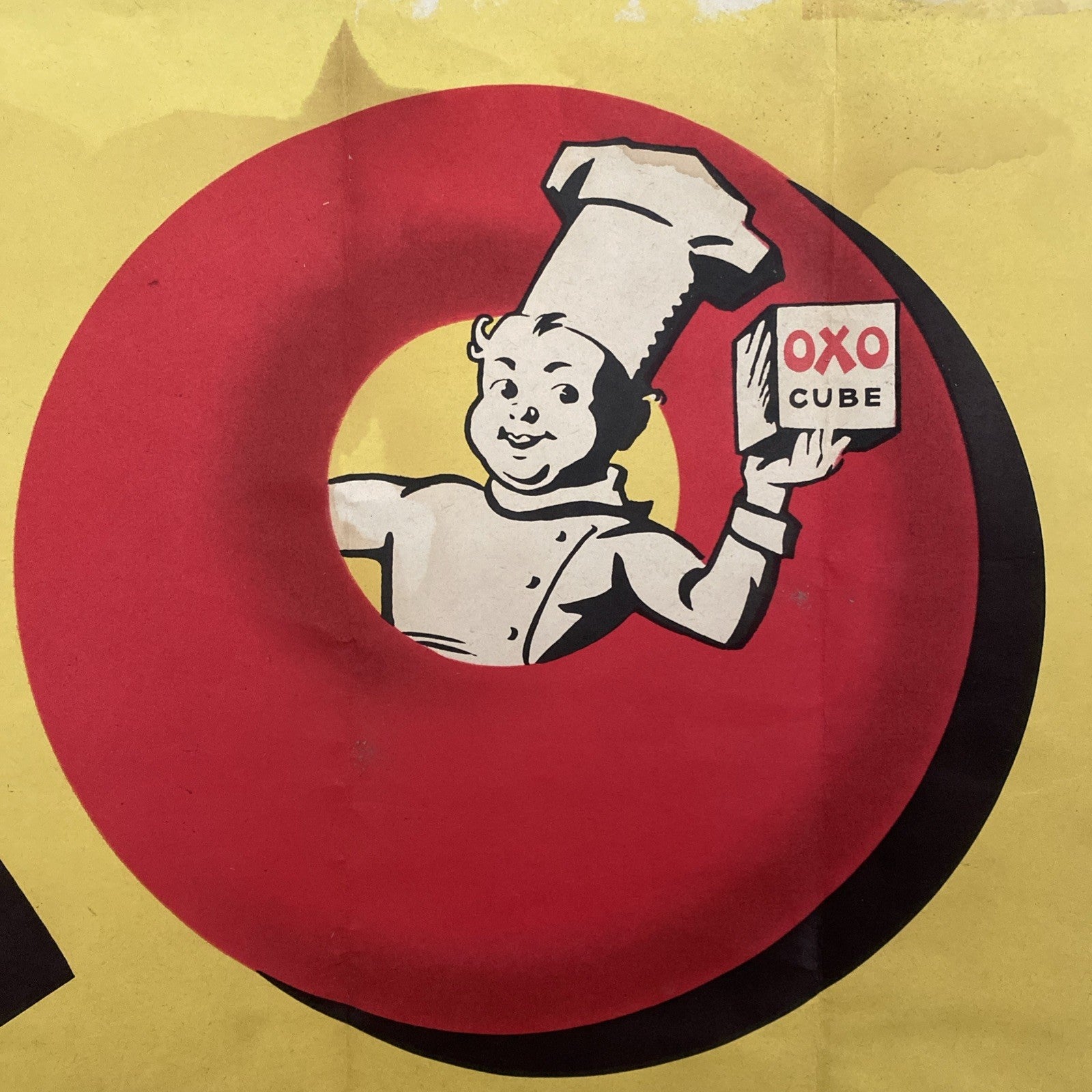 Original Rare Antique Vtg OXO Cube Advertising Poster Art Deco Sign Cookery Retr