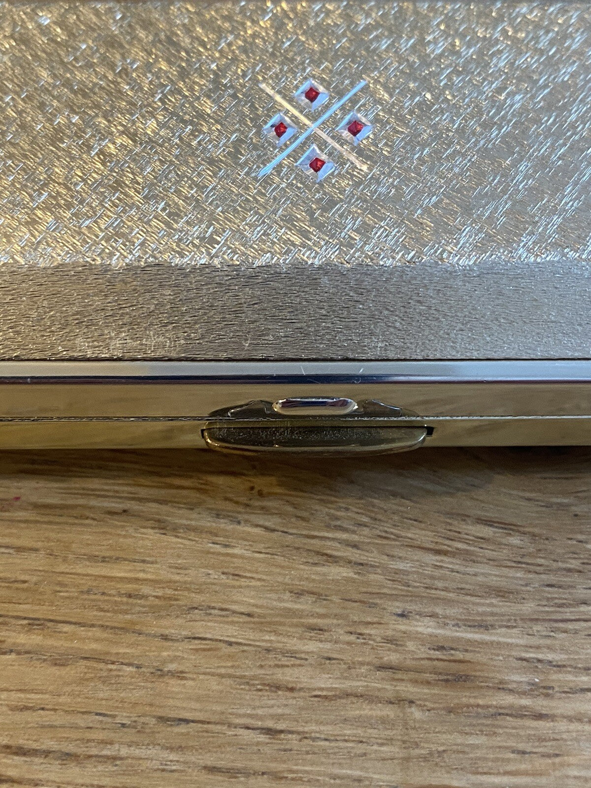 Stunning Rare Vintage Colibri Cigarette Vanity Case With Ruby Red Diamond Design