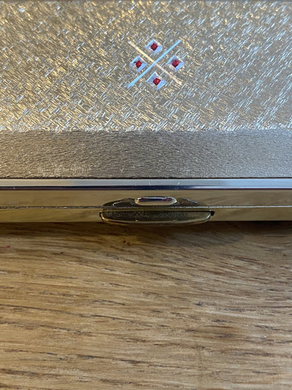 Stunning Rare Vintage Colibri Cigarette Vanity Case With Ruby Red Diamond Design
