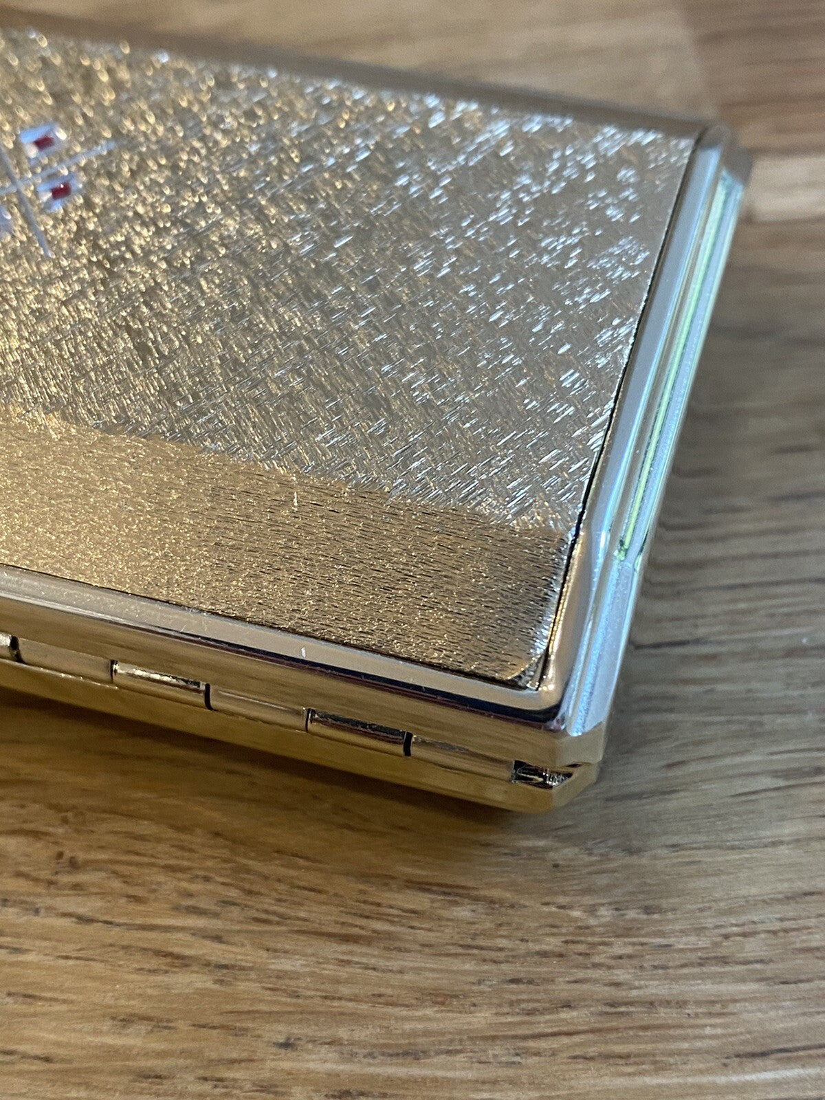 Stunning Rare Vintage Colibri Cigarette Vanity Case With Ruby Red Diamond Design