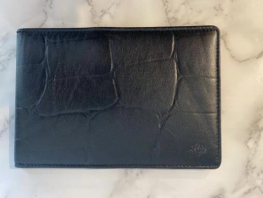 Mulberry Black Leather Moc Croc Crocodile Holder Designer Luxury