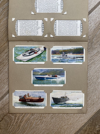 Cigarette 50 Card Set Wills’s Wills SPEED Car Boat Plane Record 1938 Complete