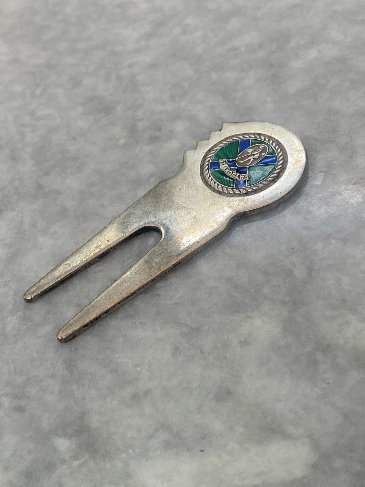 Solid Silver St Andrews Golf Scottish Enamel Pitch Mark Repair Course Hallmarks