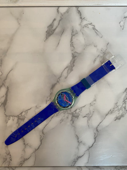 Swatch Vtg Frische 1992 Watch Boxed Papers Working Swiss Gents Mens Fish Quartz