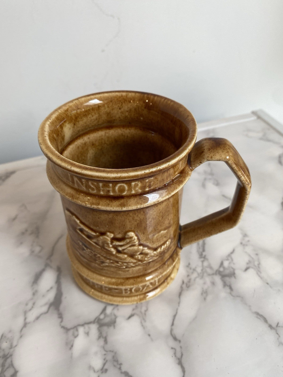 Holkham Pottery Commemorative Half Pint Tankard Mug RNLI Inshore Lifeboat Vtg