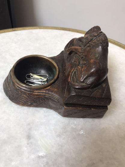 Antique Lucerne Lion 19th Century Black Forest  Box Swiss Stamp Box Desk Tidy