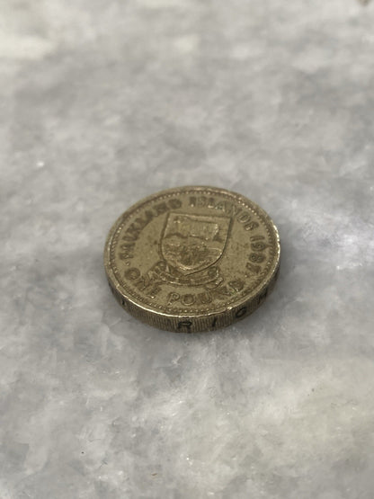 Rare Vintage 1987 Falkland Islands £1 One Pound Coin War Queen Elizabeth Money