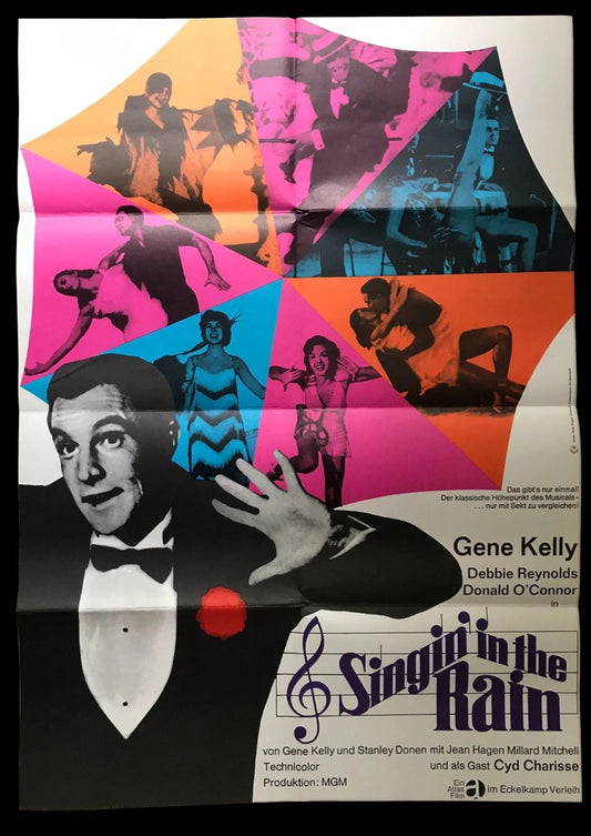Orig Vintage Film Movie Poster Singin' in the Rain German Gene Kelly Cinema