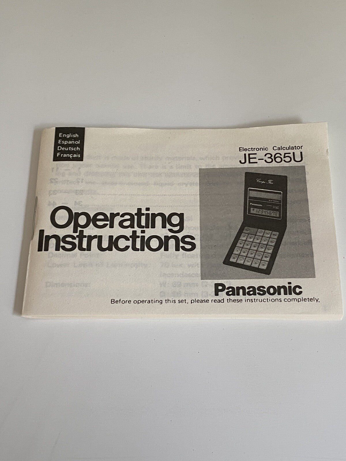 Vintage Panasonic  Calculator JE-365U-RED Compu Flex Solar Powered Japan