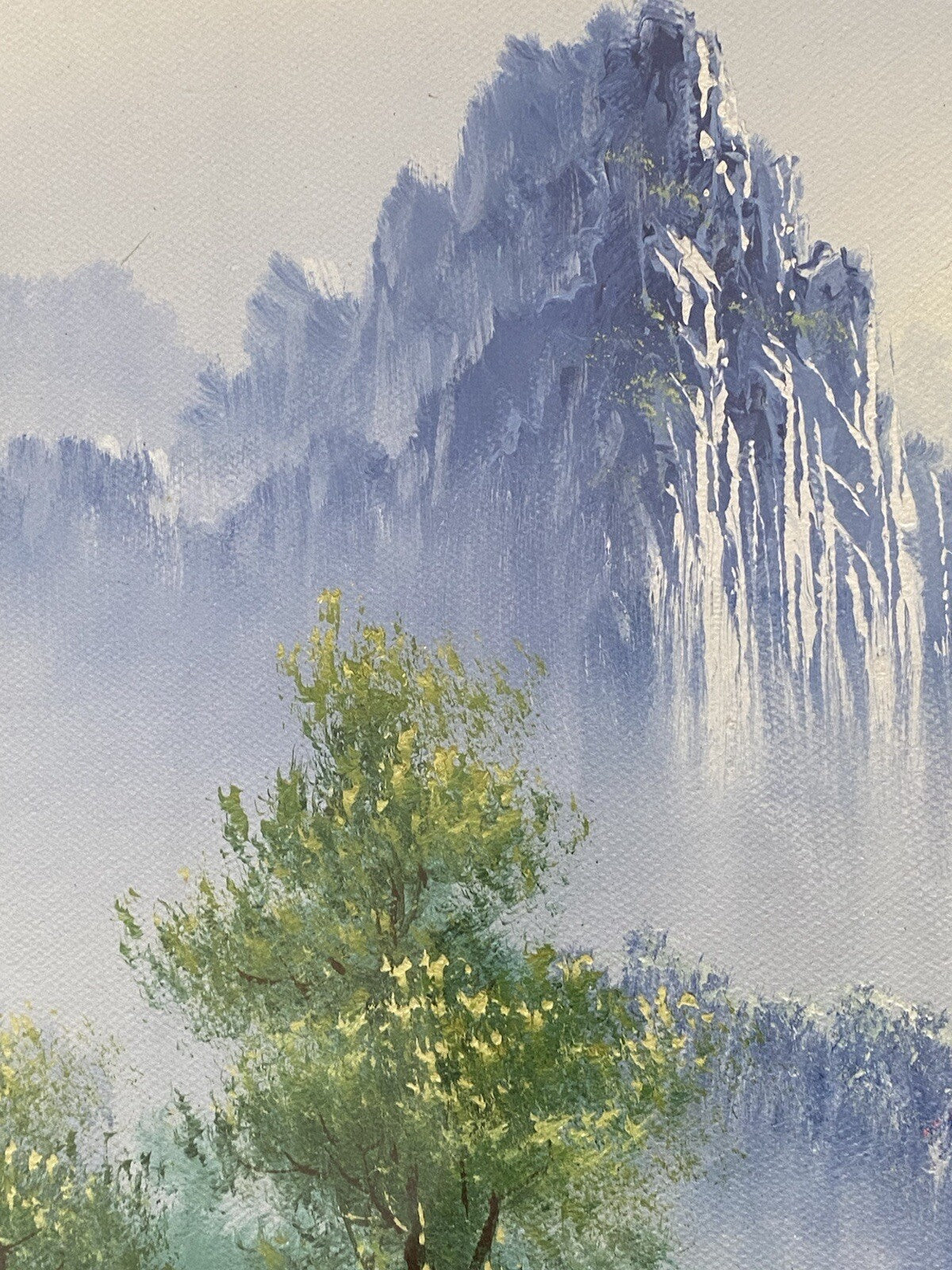Vintage Chinese Landscape Oil Painting Huangshan Mountains 20th Century Asian