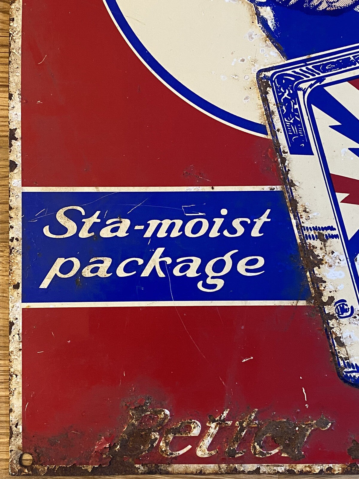 Original Vintage Antique Pinch Hit Chewing Tobacco Baseball Tin Sign Not Enamel