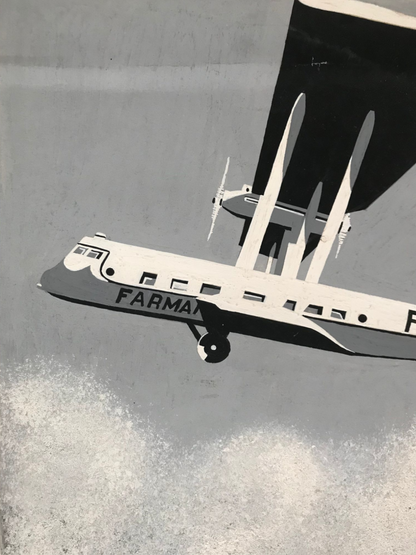 Original Vintage Hand Painted Maquette Art Deco Travel Aviation Aeroplane Poster