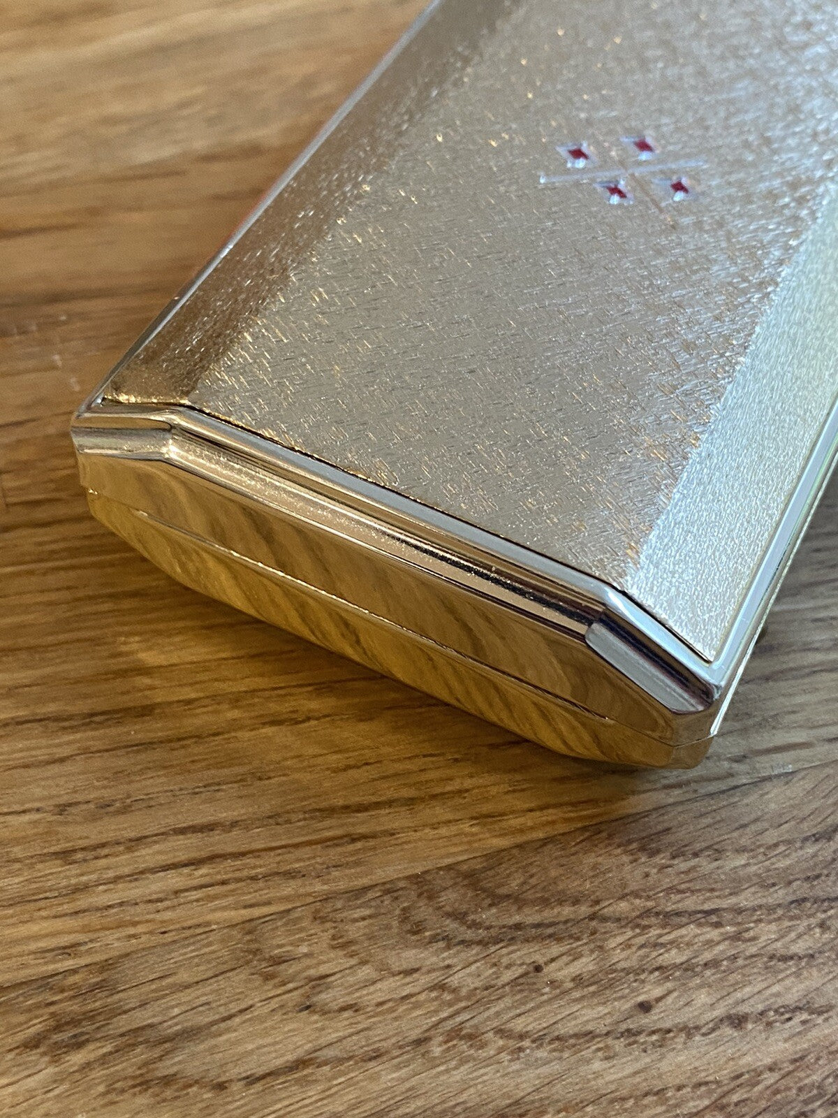 Stunning Rare Vintage Colibri Cigarette Vanity Case With Ruby Red Diamond Design