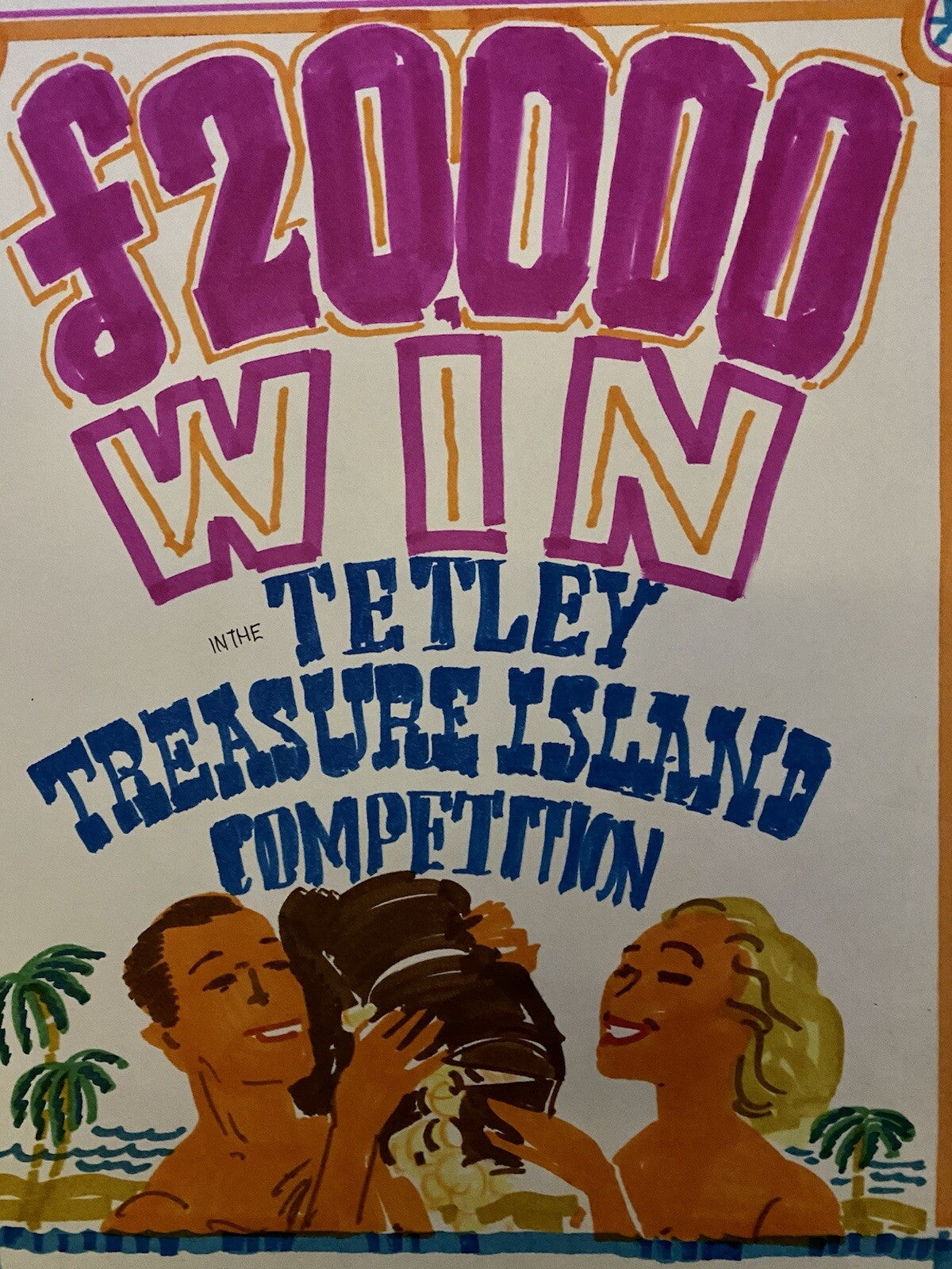 Original Vintage Hand Painted Advertising Poster Design Tetley Tea W Owen Ward