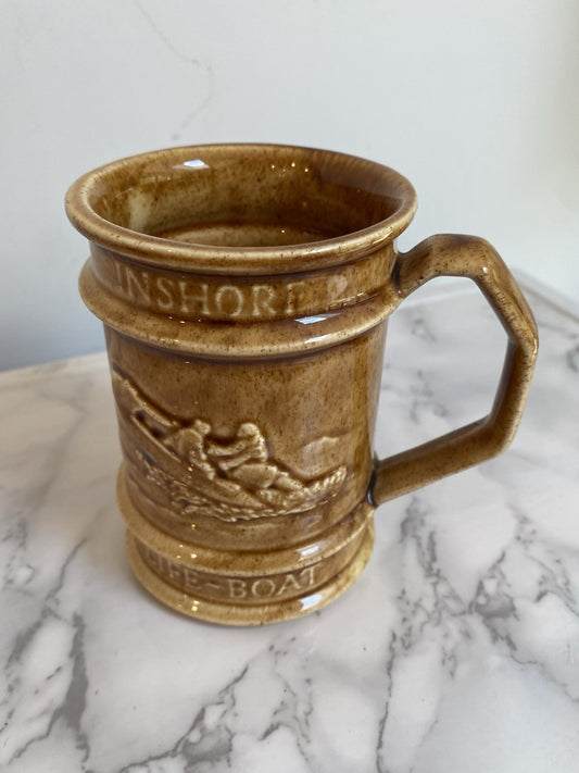 Holkham Pottery Commemorative Half Pint Tankard Mug RNLI Inshore Lifeboat Vtg