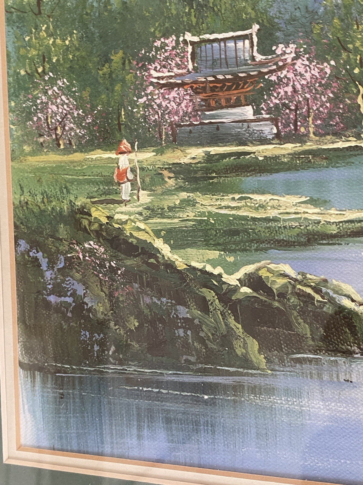Vintage Chinese Landscape Oil Painting Huangshan Mountains 20th Century Asian