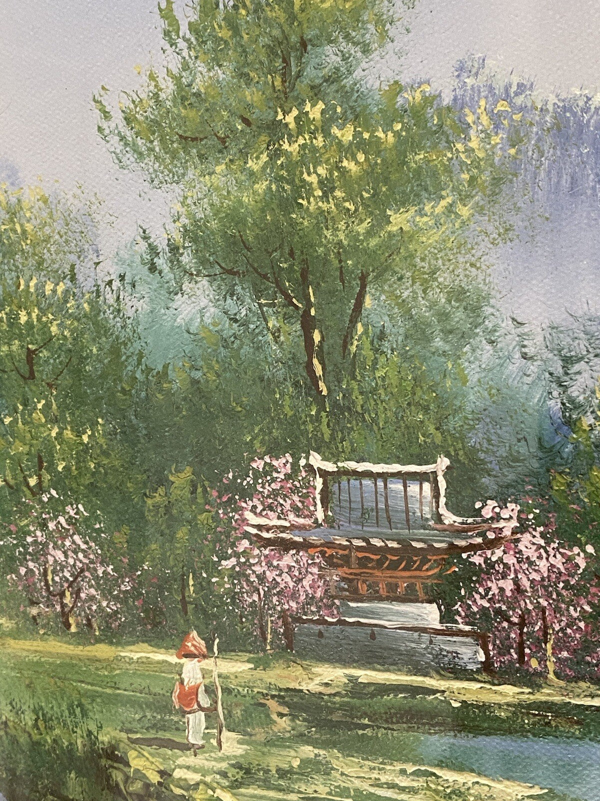 Vintage Chinese Landscape Oil Painting Huangshan Mountains 20th Century Asian