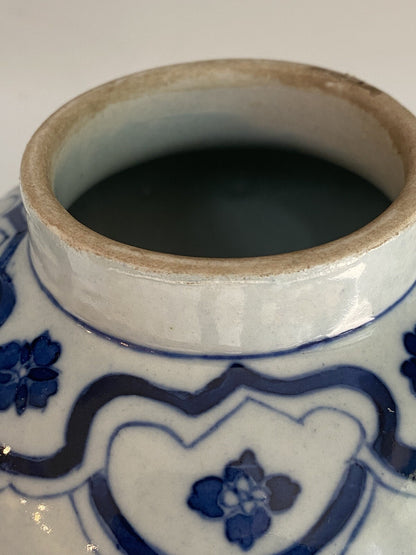 Chinese Antique Qing Dynasty Blue White Porcelain Vase Asian Ceramic Baluster