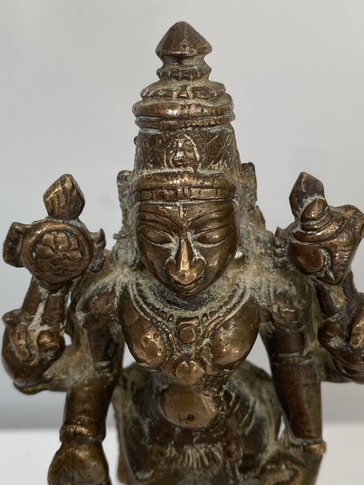 Antique Bronze Statue Vishnu Figure Sculpture 18th/ 19th Century Indian Hindu