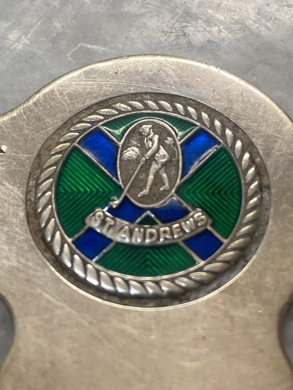 Solid Silver St Andrews Golf Scottish Enamel Pitch Mark Repair Course Hallmarks